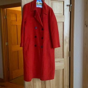 Zara Red ‘masculine’ double-breasted pea coat